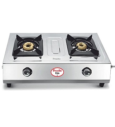 Preethi Elda, 2 Burner Stainless Steel Gas Stove, 5 Yr Body & Burner Warranty